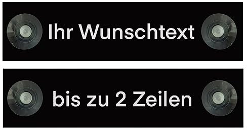 Hinweis Schild Saugnapfschild Wunschtext Gravur Schwarz Kunststoff 200x50mm (IHR WUNSCHTEXT)