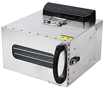 Dörrautomat Edelstahl 6-Schicht Trockner 220V | Dörrautomaten Dörrgerät Edelstahl | Temperaturregler 30-90°C | Timer 24 Stunden | Obst Fleisch Gemüse | 400W | 6 Ebenen | Dehydrator
