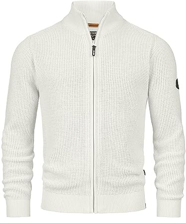 Indicode Hommes INLayton Cardigan | Gilet à col Montant White Asparagus M