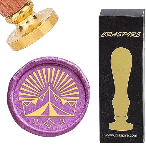 craspire Karnevals-Wachssiegelstempel, 25 mm, Zirkus-Party-Stern-Siegelwachsstempel, Retro-Palisandergriff, Abnehmbarer Messingkopf Für Hochzeitseinladungen, Umschläge, Halloween, Weihnachten