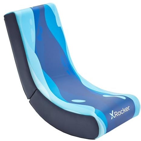 X-Rocker Kids Gaming Chair Foldable Video Rocker Floor Rocker for Kids and Juniors, Low Folding Rocking Seat, Rocking Chair for Gaming, Console Gaming Chair for Kids - Lava Edition - Blue