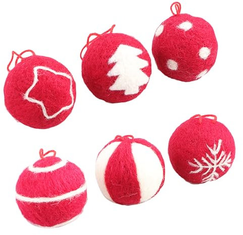 Warmhm 6stücke Bunte Wollkugel-hänger Mit Aufhängeband Weihnachtsbaumschmuck in Festliche Dekoration Für Zuhause Büro Und Weihnachtsbaum Lebendige Weihnachtsdeko