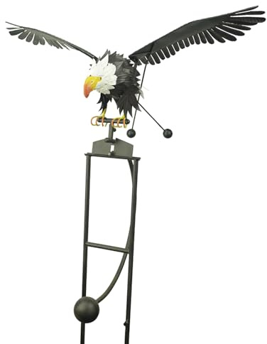 Red Carpet Studios Garden Stake Metal Rocker Gardening Yard Art, 58.5 Tall with 38 Wingspan, Bald Eagle