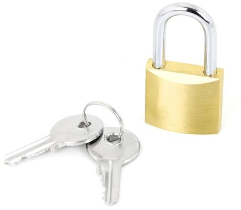 König Design Lucchetto in ottone – resistente alle intemperie ed elegante – sicurezza robusta – incl. chiavi, esterno, anticato, 20 mm