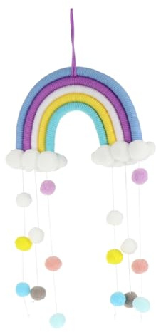HEMOTON Wollwandbehang Für Kinderzimmer Handgewebte Wolken Und Regenbogen-dekoration Als Wanddeko Für Babyzimmer Langlebig Und