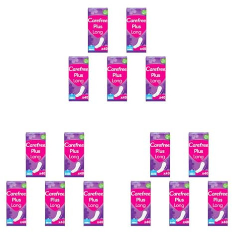 Carefree Slipeinlagen Plus Long mit leichtem Duft (5 x 40 Stück), super saugstarke & extra lange Slipeinlagen, um Flüssigkeiten sofort einzuschließen, Größe Long (Packung mit 3)