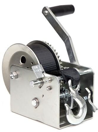 3500lbs Barco Remolque Winch, Cabrestante De Manivela De Alta Resistencia Con Correa De 33 Pies Y Trinquete De 2 Vías ,Cabrestante De Manivela Conmutable De Dos Velocidades Con Engranaje 4:1(Size:3200