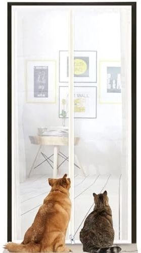Katzensichere Fliegengittertür, 95 X 205 cm, Dicke Haustier-Fliegengittertür Mit Reißverschluss, Katzenabweisendes Netz-Fliegengitter, Um Das Auslaufen Von Katzen Zu Verhindern Katzensicher(85x205cm)