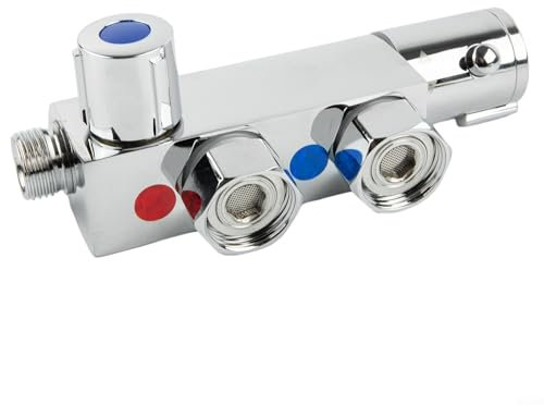 Miscelatore termostatico per doccia, comoda doccia, piccolo miscelatore verticale per doccia, per camper, yacht, barca, rubinetto bidet, centri da 45 mm, cromato