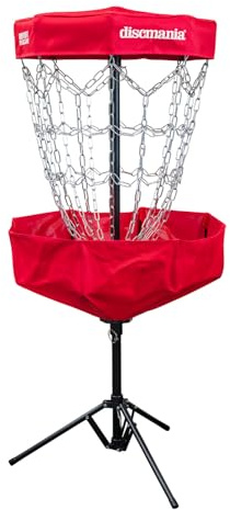 Discmania Faltbarer Disc Golfkorb – Rot – Tragbare Zielscheibe mit Netz – Schnelle Installation für Training im Freien oder Garten