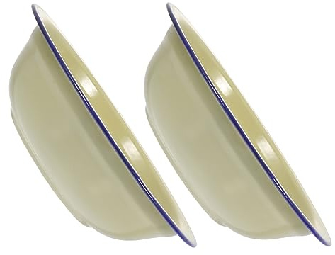 Cabilock Bassin Alimentaire en Émail Vintage, Lot de 2, Vert