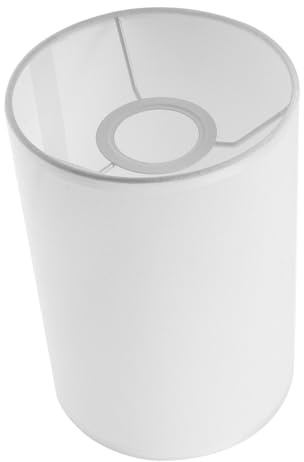 VOSAREA Abat-jour Rond en Lin Blanc Couverture Décorative Élégante pour Lampe de Table et Lampadaire E27 Adaptée Salon