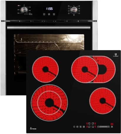 KKT KOLBE Cuisinière | 60cm Four encastrable EB8010ED | 59cm Plaque Eletrique CH5901RL | Gril | Circulation de l'air | Air chaud | Tiroirs télescopiques | Timer automatique | SET8010CH59RL