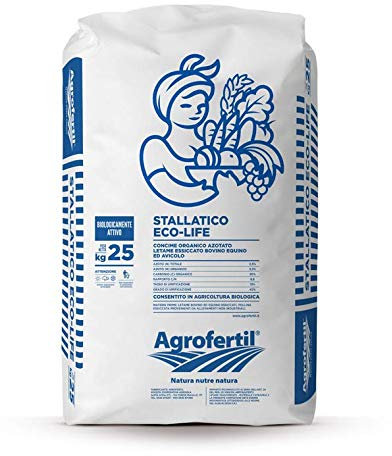 Agrofertil Stallatico Eco-life 25Kg concime organico pellet per Orti e ortaggi, fragole e fagiolini