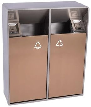 Poubelle pour extérieur Poubelle intérieure/extérieure 38L/80L, poubelle carrée en métal à double baril, grande poubelle commerciale domestique moderne (avec cendrier) Gain de place(Grand)