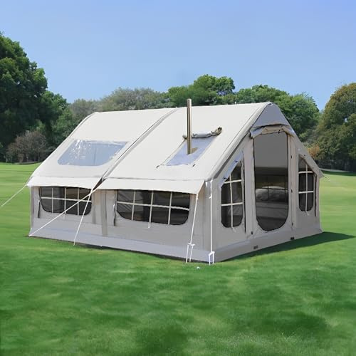 Gray Pro Aufblasbares Zelt 6-8 Personen Familienzelt Camping & Hiking Festival Picknick Party Angeln Modern Glamping Zelt 385x260x200cm 10 Quadratmeter Wasserdicht Winddicht UPF50+ 4-Jahreszeiten