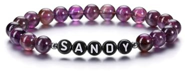 Zysta Armband mit Namen Natursteine Perlenarmband Buchstaben Stretch Freundschaftsarmband Personalisierte Geschenk für Damen Herren