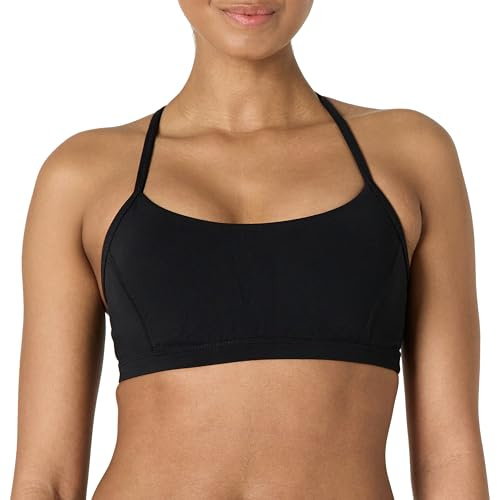 Amazon Essentials Damen Active FormFlex Buttery Soft Yoga-Sport-BH mit schmalen Trägern und Y-Rücken, für leichten Halt, Schwarz, M
