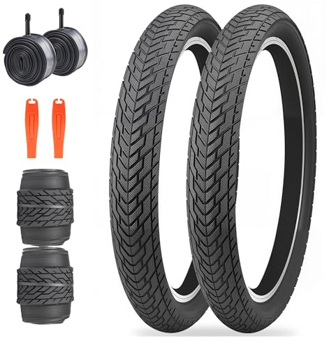 ZUKKA 2 pneumatici pieghevoli per bicicletta, 20 x 2,35, 30 TPI, 60-406, 2 camere d'aria da 20, per mountain bike, BMX, Freestyle Kids Bike Cruiser Bike, colore: nero