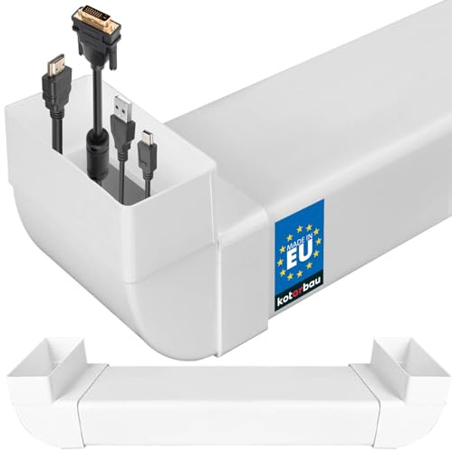 KOTARBAU® Canaleta para Cables - Tapa Cables Pared - PVC - 120 x 60 mm - 63 cm - Blanco - Oculta Cable - Fácil Montaje