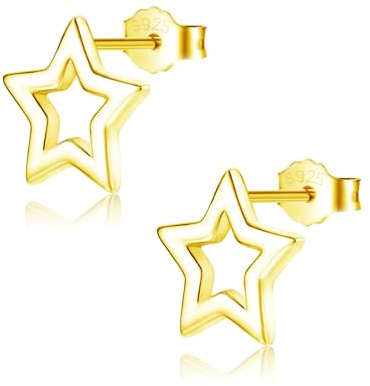 Hasnsofie Ohrstecker Silber 925 für Damen Mädchen, 925 Silber Ohrringe | Stern/Rund/Stab, Kleine Einfach Stecker, Hypoallergen Schlafen Knorpel Stecker Kind, Ohrschmuck mit Box, Geschenk zur Feier