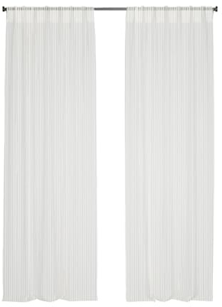 domus&trend - Atene Tende per Interni Ignifughe Filtranti, 1 Pannello 140x280, Per Casa Binario o Bastone, Tende a Pannello Trama Rigata, Made in Italy (Bianco naturale_Attacco per bastone)