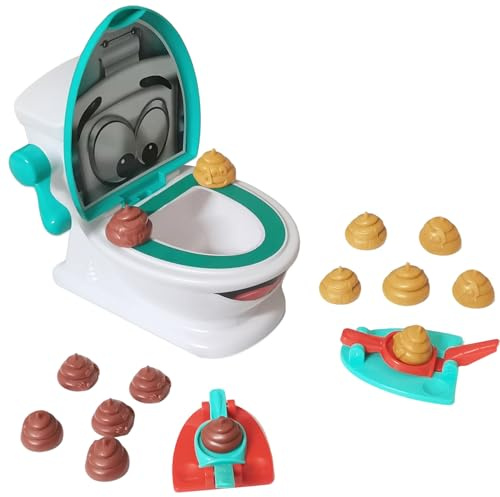 Aozlgfri Poop Game, Funny Shooting Game, Family Board Games for Kids 4-12, with 1 Toilet Bowl, 2 Launchers, 12 Soft Plastic Poops