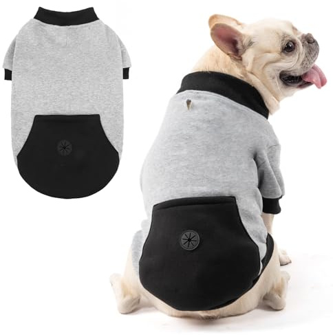 KOOLTAIL Dog Hoodie with Leash Hole，Cozy Fleece Turtleneck Winter Fall Warm Dog Clothes Sweater Sweatshirtfor Small to Medium Soft Winter Hoodie with Pocket for Easy Potty Break Access
