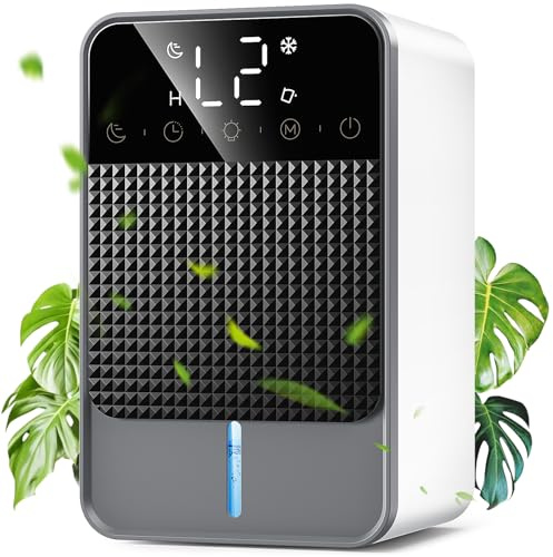 Dehumidifiers for Home, 1800ML Dehumidifier Ultra Quiet Sleep Mode, Auto Off & Defrost | 7 Colors Light | 2/4/6/8/12H Timer, Energy Saving Small Dehumidifier for Bedroom Bathroom Garage RV(600ML/24H)