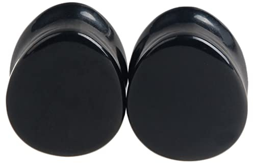 RDSGYZ 2 st mätinstrument öronplugg tunnel sten, svart stretchstavar gauges öronpiercing smycke droppformad sten för unisex, 8mm(0G), Sten, Ingen ädelsten
