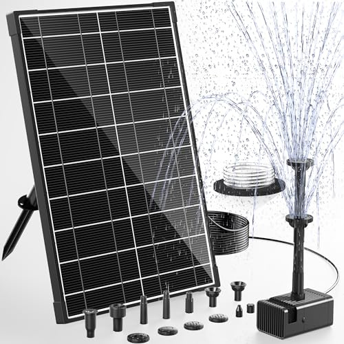 POPOSOAP 8W Solar Water Pump, 8 Sprays Solar Water Fountain for Bird Bath | Grade A+ glass solar panel, Dry-Run Protection Quiet Solar Pond Pump, 4ft tubing, 2 filter & 360° bracket for water features