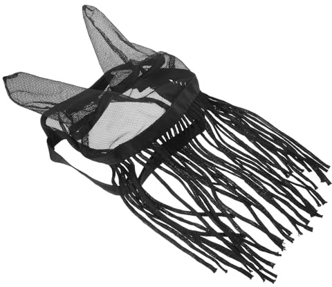 FRCOLOR Maschera per Cavalli Antimosche in Poliestere Traspirante con Orecchie e Frange, Facile da Usare, per Cavalli Attivi in Condizioni di Caldo