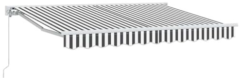 Tenda da sole retrattile antracite e bianco, 250 x 200 cm, funzionamento manuale o elettrico, struttura in alluminio resistente alle intemperie, per terrazza e giardino, moderna
