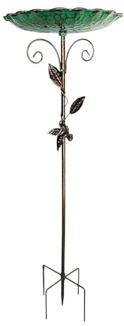 Baño para Aves 76 cm de Altura, Bebedero Decorativo | Baño para Pájaros de Pie con Estaca para Césped, Patio, Parques o Paisajismo