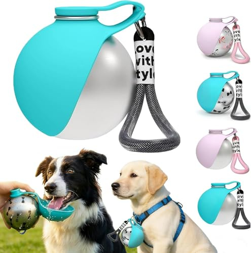 YJWZ Borraccia per Cani Portatile 285ml in Acciaio Inox 304 con Ciotola Pieghevole in Silicone, Borraccia Cane Anti-Goccia con Moschettone, Ideale per Passeggiate (Blu)