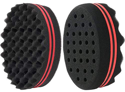 Gobesty Hårborste svamp, förpackning med 2 hår svamplockar afro, magisk curl svamp stora hål, hårsvamp stor, dreads låsning twist barberare verktyg för afro spole hår magisk skönhet