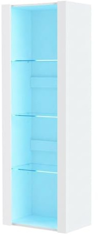 Panana Vitrine Lumières LED Meuble de Rangement avec Etagères sur Salon, Bureau, 55 x 35 x 166 cm (Blanc)