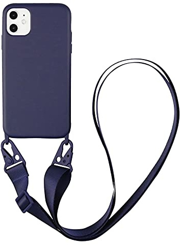 Emlivi Handykette Hülle kompatibel mit iPhone 11 Pro Necklace Hülle mit Kordel Handyhülle Nylon Schultergurt zum Umhängen Silikon TPU Schutzhülle mit Band kompatibel mit iPhone 11 Pro, Navy blau