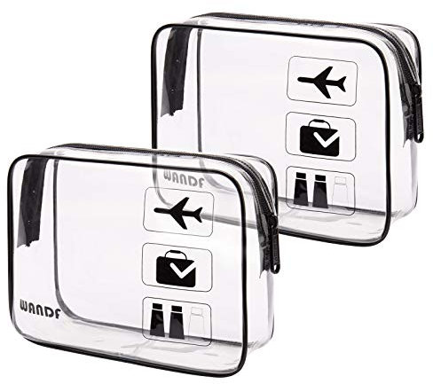 Clear Travel Toiletry Bags with Zippers Portable Waterproof Travel Accessories Quart Size Toiletries Cosmetic Pouch Makeup Bags for Men and Women (2 pcs)