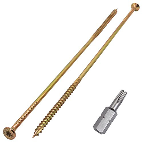 SKIR'CO (10 pezzi) Universale Acciaio Zincato 6,0 x 300 mm Giallo Viti Legno Testa Svasata, Testa Torx, Tipo 17, Viti Truciolare