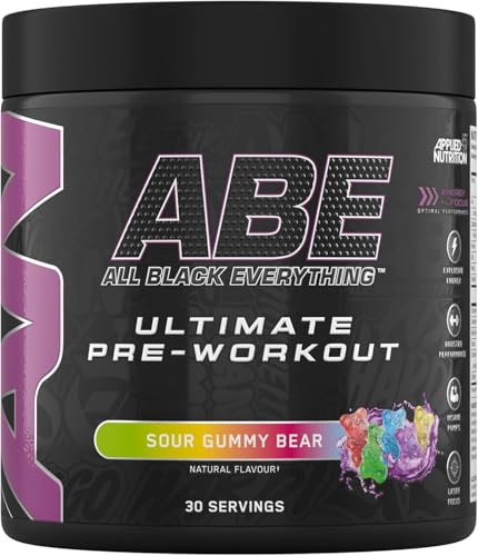 Applied Nutrition ABE Pre-Entreno en Polvo, Energía y Rendimiento para Entrenamiento con Citrulina, Creatina y Beta-Alanina – 375 g (30 Dosis) ositos de goma ácidos