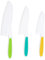 RUOXIXI 3 Piezas Cuchillo para Niños Aprendizaje,Utensilios de Cocina Niños 2 años para Cortar y Cocinar Grutas o Verduras Seguros Usar Agarre Firme Bordes Dentados（Amarillo + Azul + Verde）