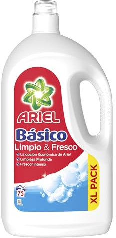 Ariel Básico Detergente Líquido 3.375l 75 Lavados, La Elección Económica De Ariel, Deja Tu Ropa Limpia Y Fresca