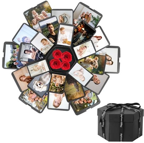 DMJJSD® Boîte à Explosion DIY - Kit de Bricolage - Album Photo - Cadeau Surprise pour Anniversaire, Noël, Fête des Mères, Demande en Mariage