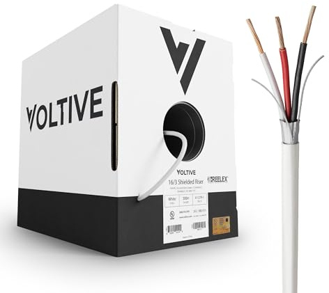 Voltive 16/3 Shielded Low Voltage Wire, Riser CL3R, White, 500ft - 16AWG, 3 Conductors, Overall Shield, Stranded Bare Copper, UL Listed - V-1279-1