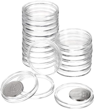 QUARKZMAN 20 stycken 39 mm silver dollar mynthållare, plast myntkapsel skydd akryl klar rund myntsamling behållare för silvermyntskydd eller NFC-etikett