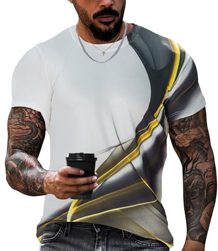 Voqeen Camisetas Manga Corta Hombre Cuello Redondo Camiseta Estampada Blusas Regular Fit Mangas Cortas T-Shirts Casual Verano Camisas Ligero Running Workout Camisetas Deporte para Vacaciones