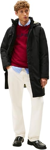 Tommy Hilfiger Abrigo Hombre Tech Padded Parka con capucha, Negro (Black), M