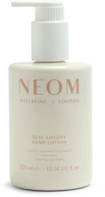 NEOM Real Luxury Hand Lotion, 300ml | Lavender, Jasmine & Sandalwood I 24 Essential Oils I 100% Natural Fragrances I 100% Recyclable Bottle I Hydrating I Nourishing