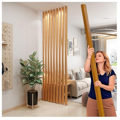 Divisorio per Ambienti 10 pali divisori in legno per stanze, doghe regolabili/parete divisoria dal pavimento al soffitto, schermo per la privacy pali di separazione stanze colonne per spazi larghi 90-